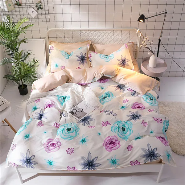 style26 Домашний текстиль король queen Twin постельное белье девочек подростков Постельное белье Белый Синий листьев Duvet Стёганое одеяло наволочка с плоской платформой лист - Цвет: style26