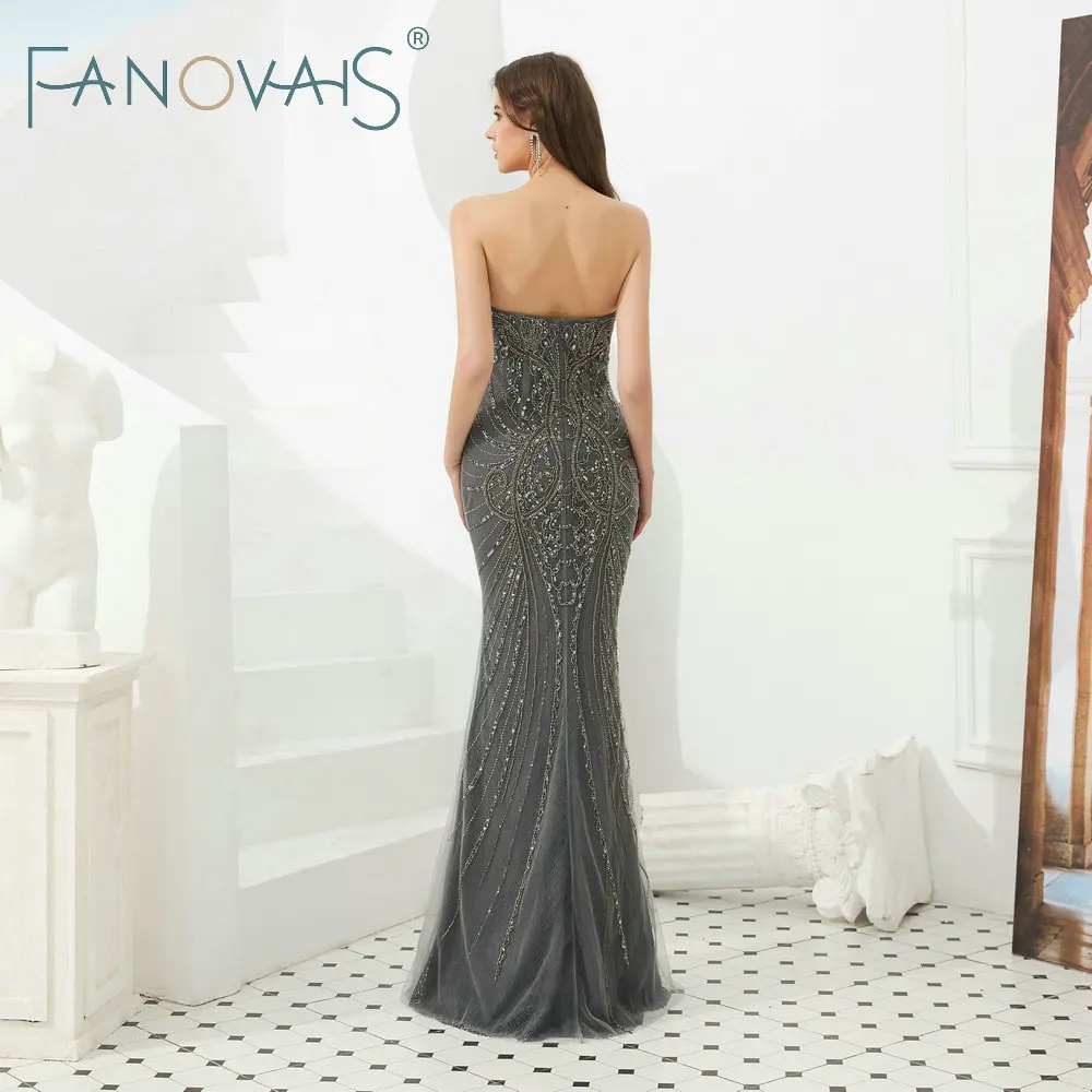 Роскошные серые вечерние платья с накидкой полный бисер Vestido De Viesta вечернее