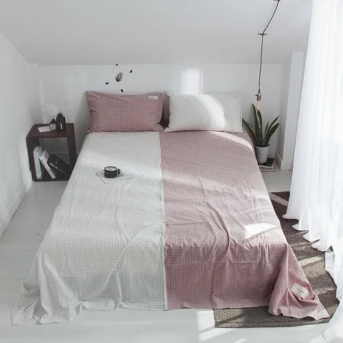 bedsheet 6 Белый синий гладкая хлопковая материя простыни Твин Полный Королева Размер покрывало кровать простыня драп де ЛИТ колледж в общежитии сабаны де альгодон - Цвет: bedsheet 6