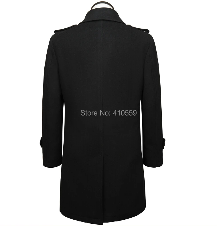 

2015 -Free shipping Custom made The latest style Slim men cashmere casual jacket Black Duffle Coat