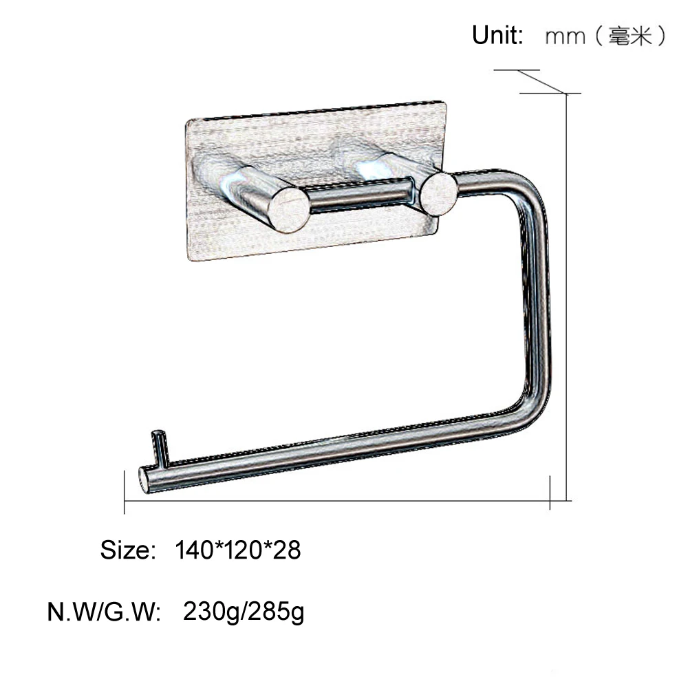 Самоклеящийся держатель для туалетной бумаги из нержавеющей стали SUS 304