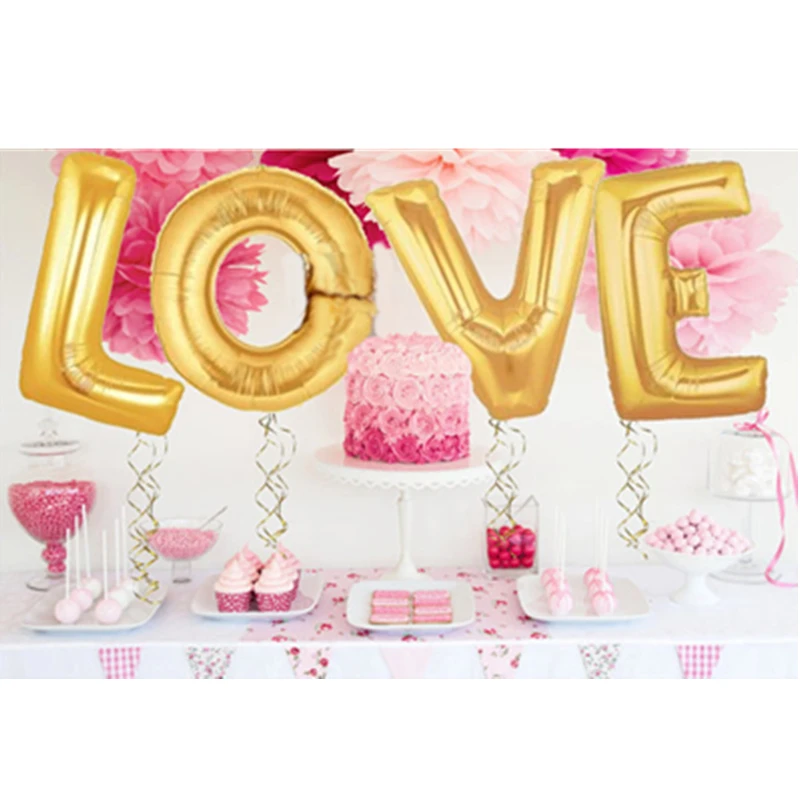 Детские воздушные шары с буквами золотого и серебряного цвета для свадебной