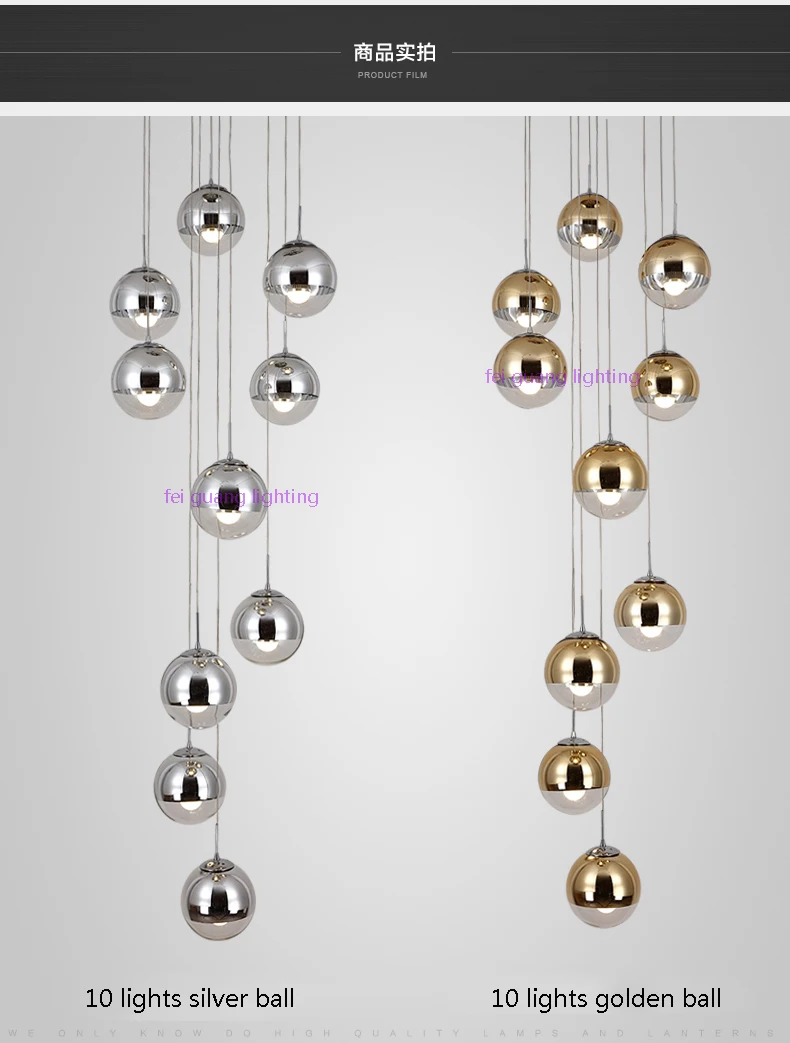 Stair rotating long pendant light Nordic personality glass living room dining room modern minimalist stair long pendant lamps