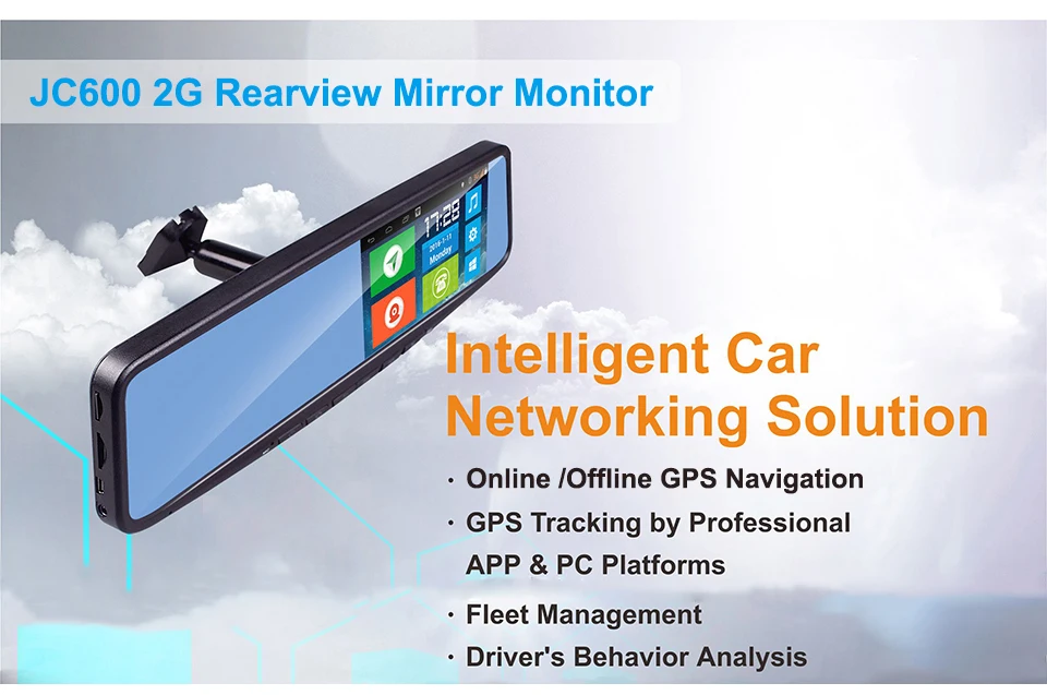 JC600(2G) Автомобильный видеорегистратор DVR смарт-камера для автомобиля 5 дюймов Сенсорный экран зеркало монитор gps навигационный gps-трекер и приложение для Android Системы