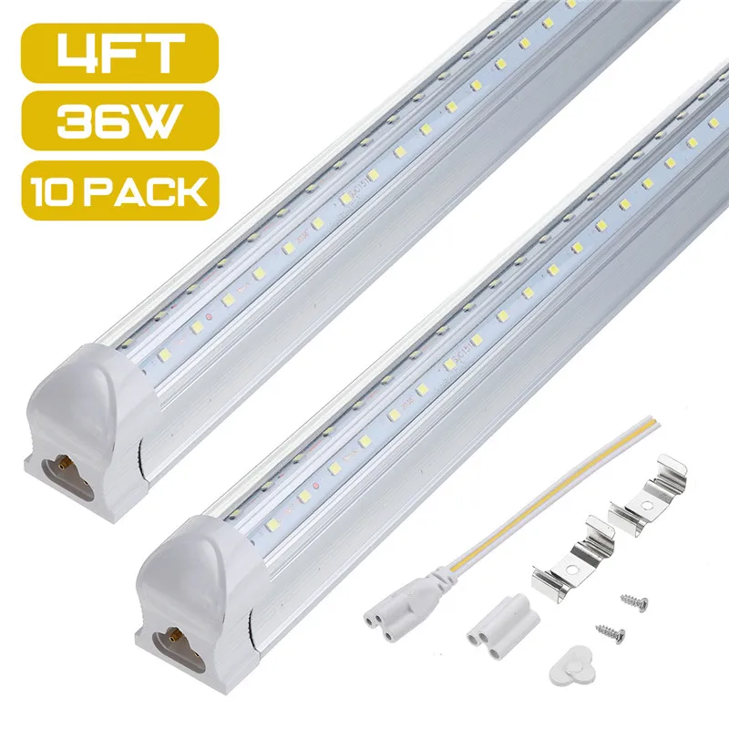 

10PCS 4FT LED Tube T8 Light Lamp 36W 100LM/W Integrated Wall Tube 120CM 300mm T8 Led Lights SMD 2835 Lighting Cold White 85-265V