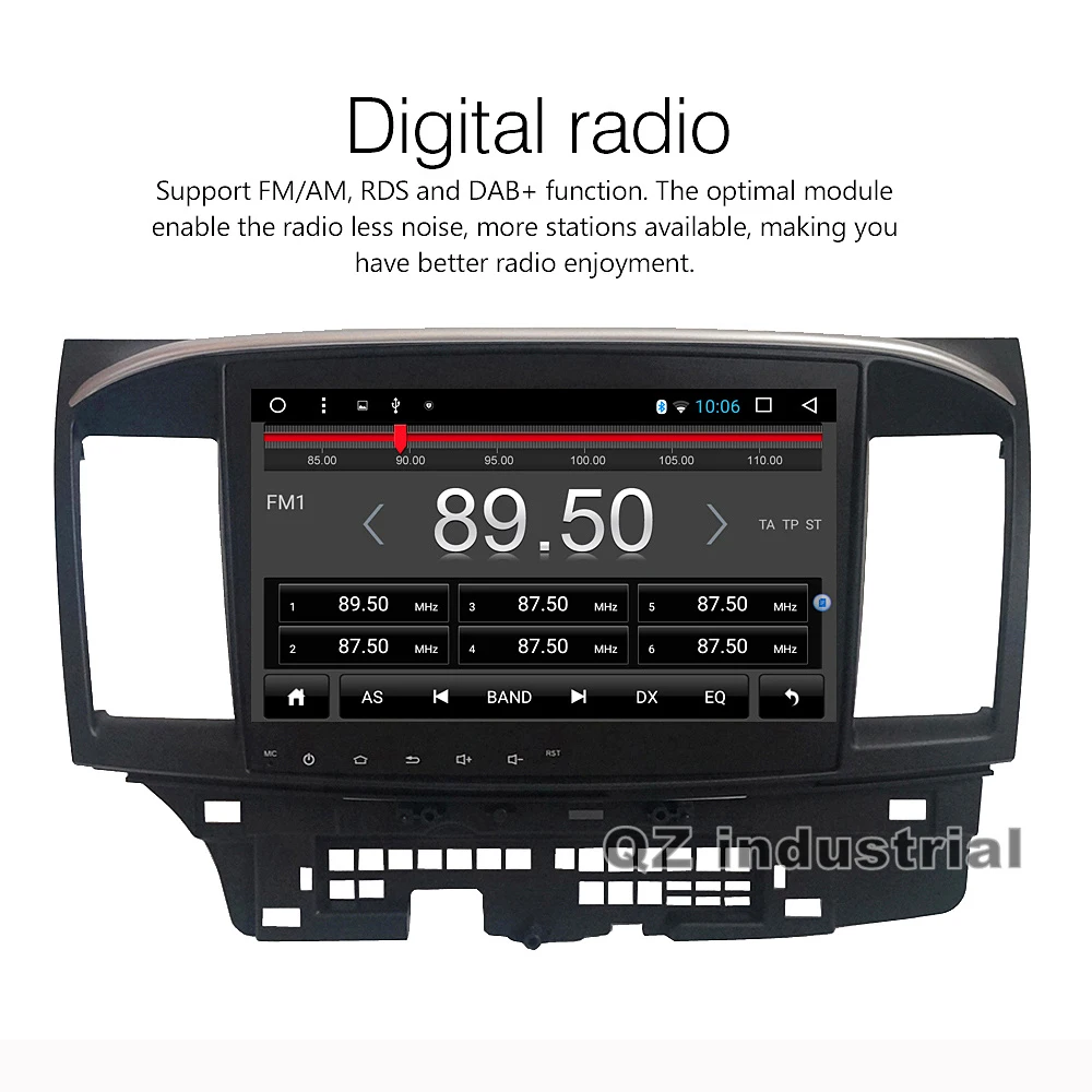 QZ industrial HD 10.1&quot Android 8.1 T3 for Mitsubishi Lancer 2008-2015 car dvd player with GPS 3G 4G WIFI Radio Navigation RDS |