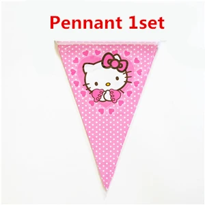 Hello kitty/Детский комплект для украшения вечеринки на день рождения, вечерние принадлежности для дня рождения, вечерние принадлежности, AW-1666 - Цвет: Pennant  1set