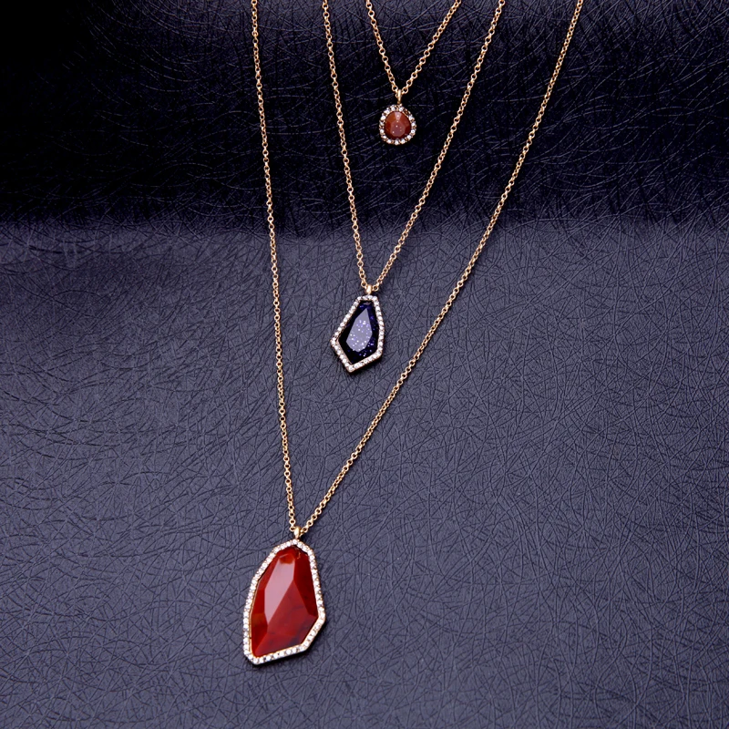 Трехслойное модное ожерелье с цепочкой регулируемое многоцелевое разноцветное