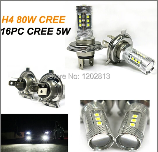 Бесплатная доставка 2 предмета H4 CREE чипы Weiss 6000K декоративный светильник для