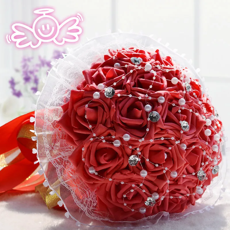 

Cheap 6 Colors Colorful Free Shipping Wedding Flowers Bridal Bouquets Beaded Romantic Buque De Noiva Wedding Bouquets