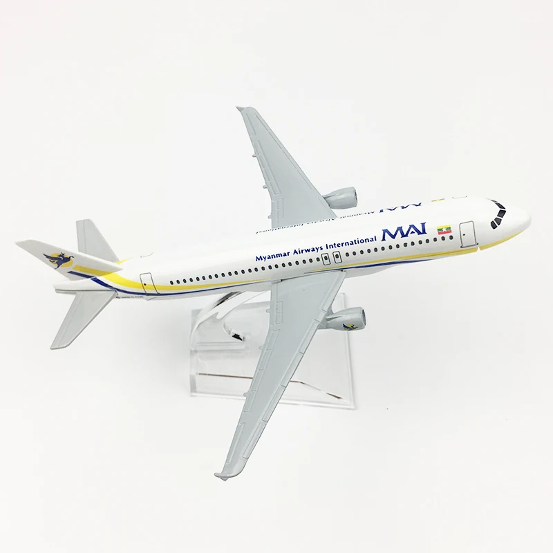 16cm Myanmar Airlines Airplane Model A320 Metal Diecast Aviation MAI International Airways Aircraft Scale Toys 1:400 |