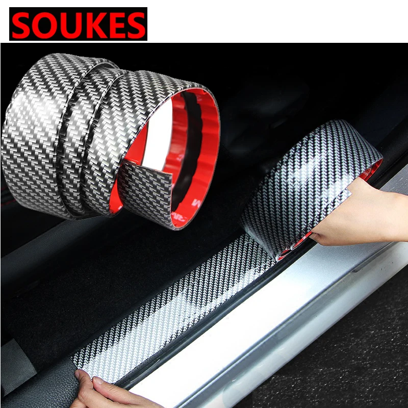 Защитная Наклейка 5D из углеродного волокна на порог автомобиля BMW E46 E39 X5 E53 X6 Mini