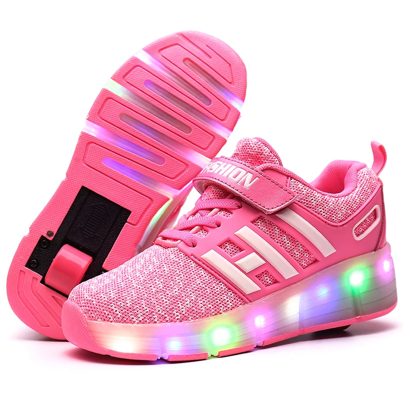 

Children Roller Skate Shoes Pink Blue Boys Girls one wheels LED Light Sneakers with Wheel Boy Girl Casual Shoe Zapatillas Ruedas