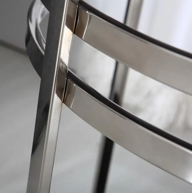 Журнальный столик из нержавеющей стали маленький двойной круглый стеклянный