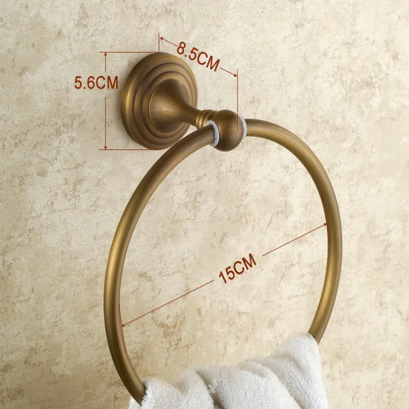 Towel Racks Round Style Antique Brass Holder Rings Wall-Mounted Bathroom Accessories KD649  Обустройство