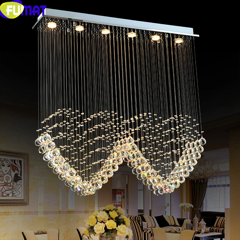 

FUMAT Crystal K9 Ceiling Lamps Love Heart Shape Light For Dinning Room Restaurant Hanging Fixture LED Home Decor Chandelier