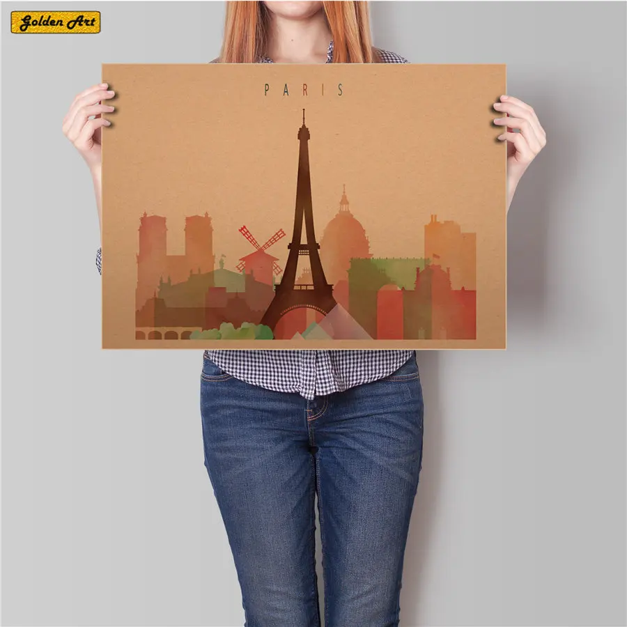 Винтажный постер в стиле ретро с изображением Города Парижа и Лондона 45 5x31 5 см|wall