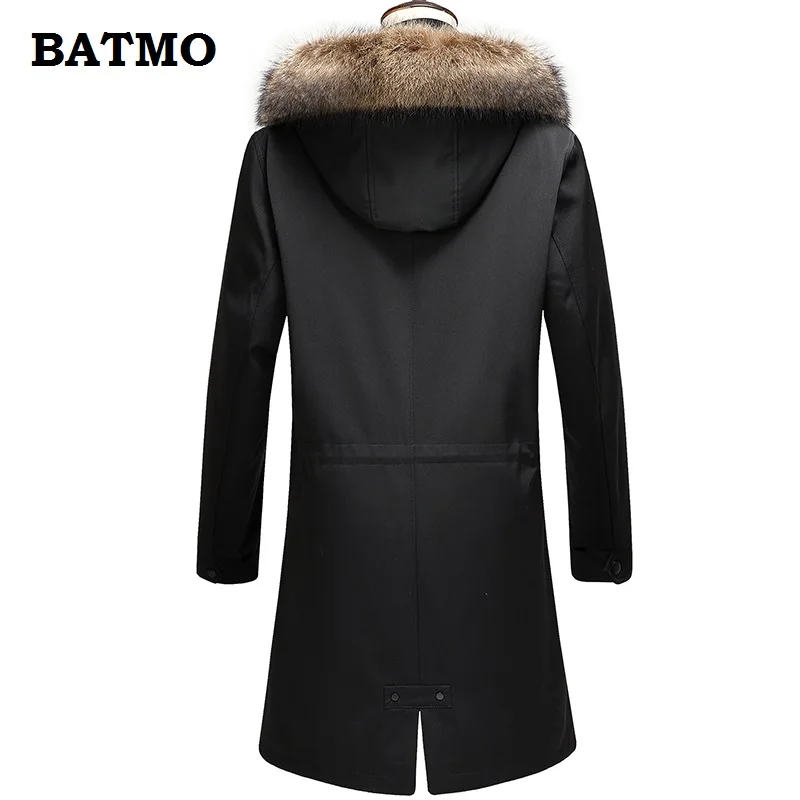 Batmo, Новое поступление, Зимняя Теплая мужская парка с капюшоном из натурального кроличьего меха, зимнее теплое пальто с воротником из меха енота для мужчин 1860