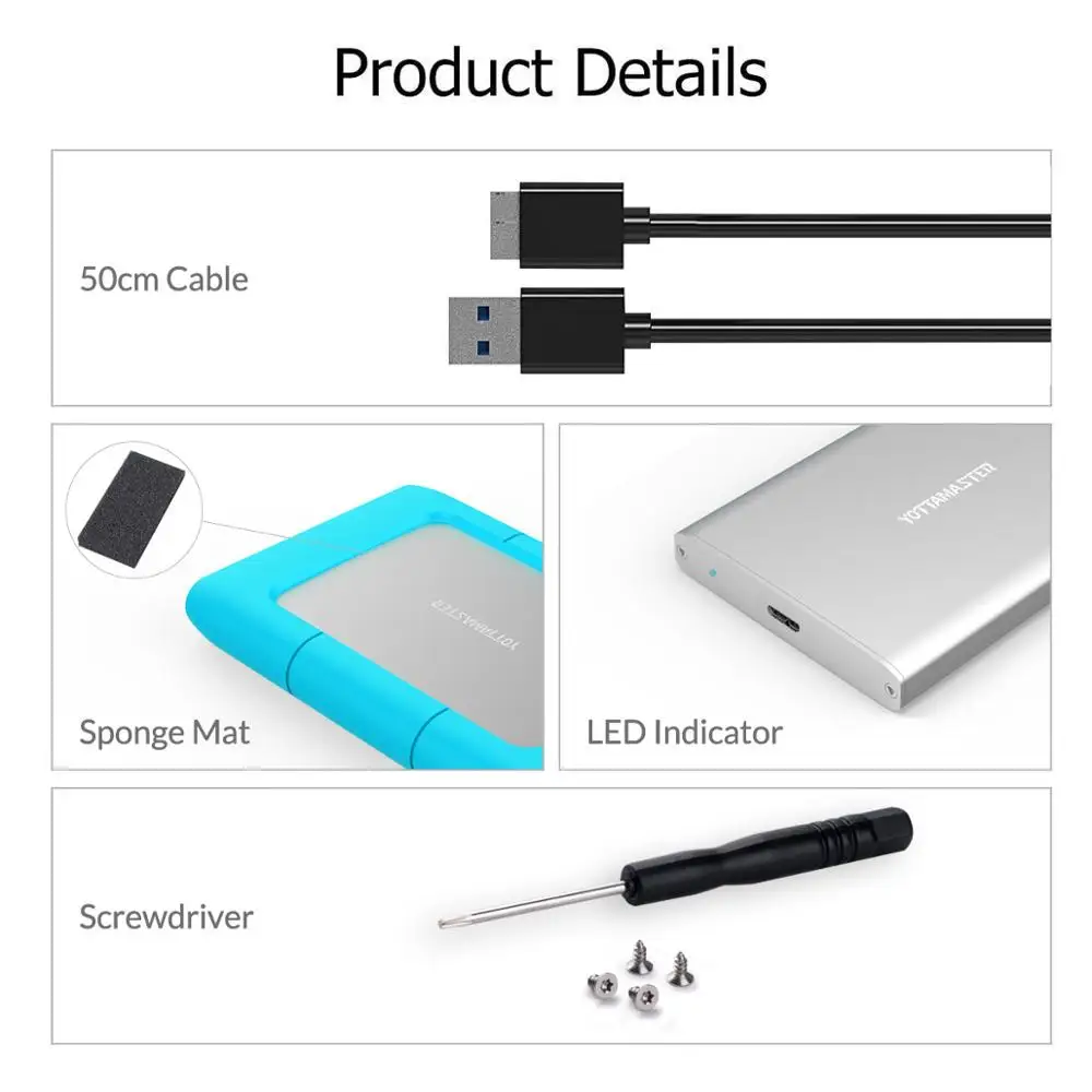 Yottamaster алюминиевый 2 5 дюймовый корпус для жесткого диска Sata к USB 3 0 адаптер