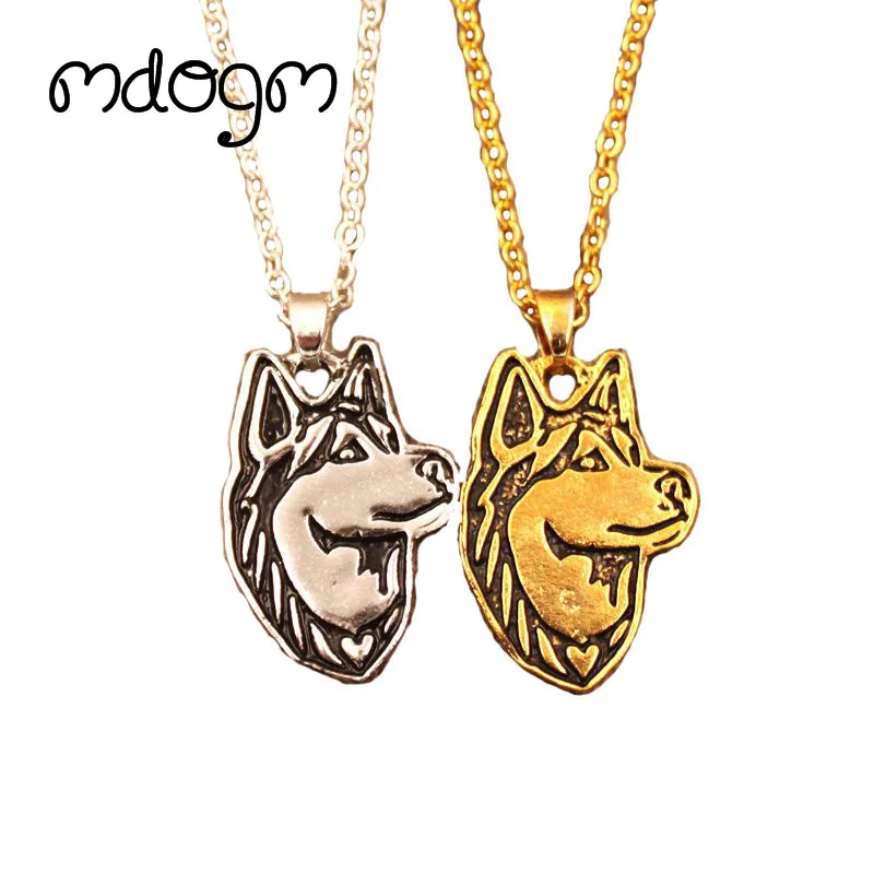 Новое модное ожерелье с милым хаски кулон в виде собаки ретро Золотое и
