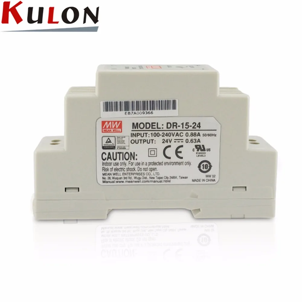 Оригинальный источник питания Meanwell DR 15 24 Вт 0 63 а В Промышленный DIN рейка с