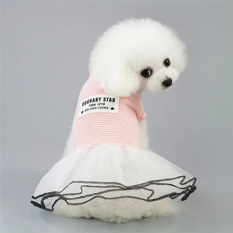 

Dog Dress Simple Striped Gauze Princess Skirts for Dogs Cotton Stretch Pets Products for Spring and Summer Pet Clothes