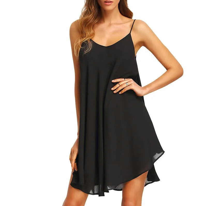 Летнее платье пляжное из шифона женское Повседневное большого размера 2017 летнее