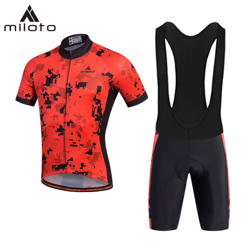 

MILOTO Cycling Jerseys Set Sumner 2019 Pro team Short Sleeve Mountain Bike Bicycle Clothing Sportswear Men's cycling equipment