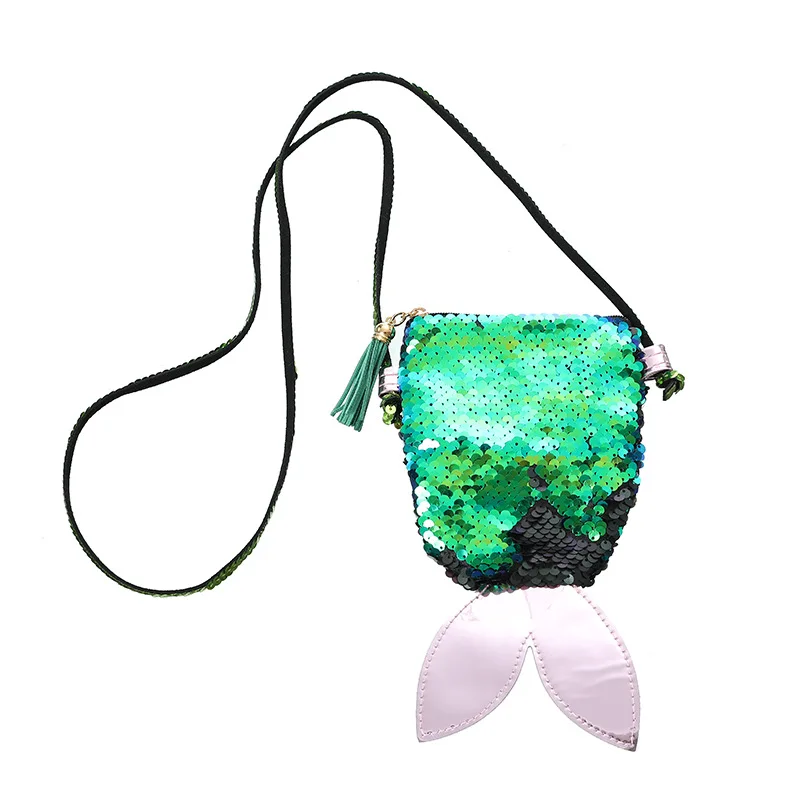 Модный кошелек для монет с блестками и хвостом русалки двухцветная сумка на