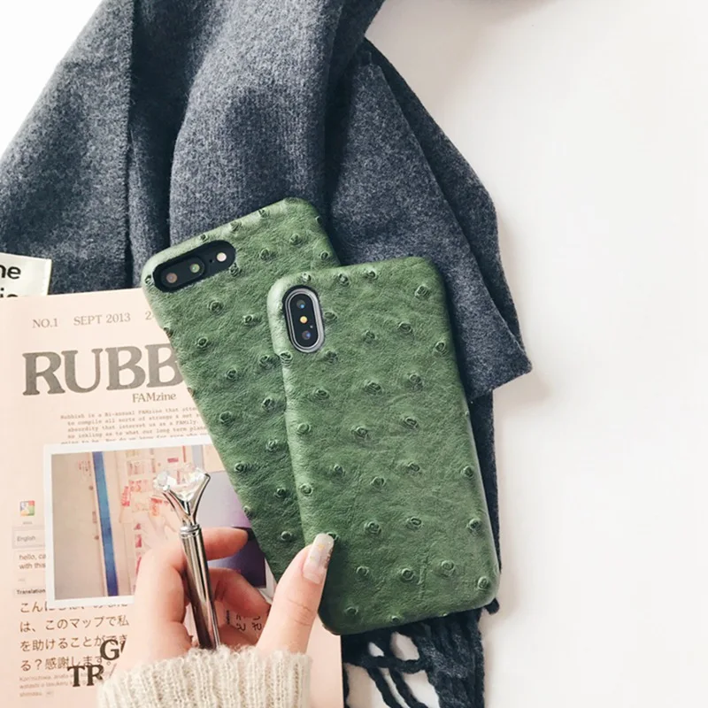 Чехол Ostrich из искусственной кожи для iphone 12 Pro Max Mini 11 11Pro XS XR 6 6S 8 plus 7 8|Бамперы| |
