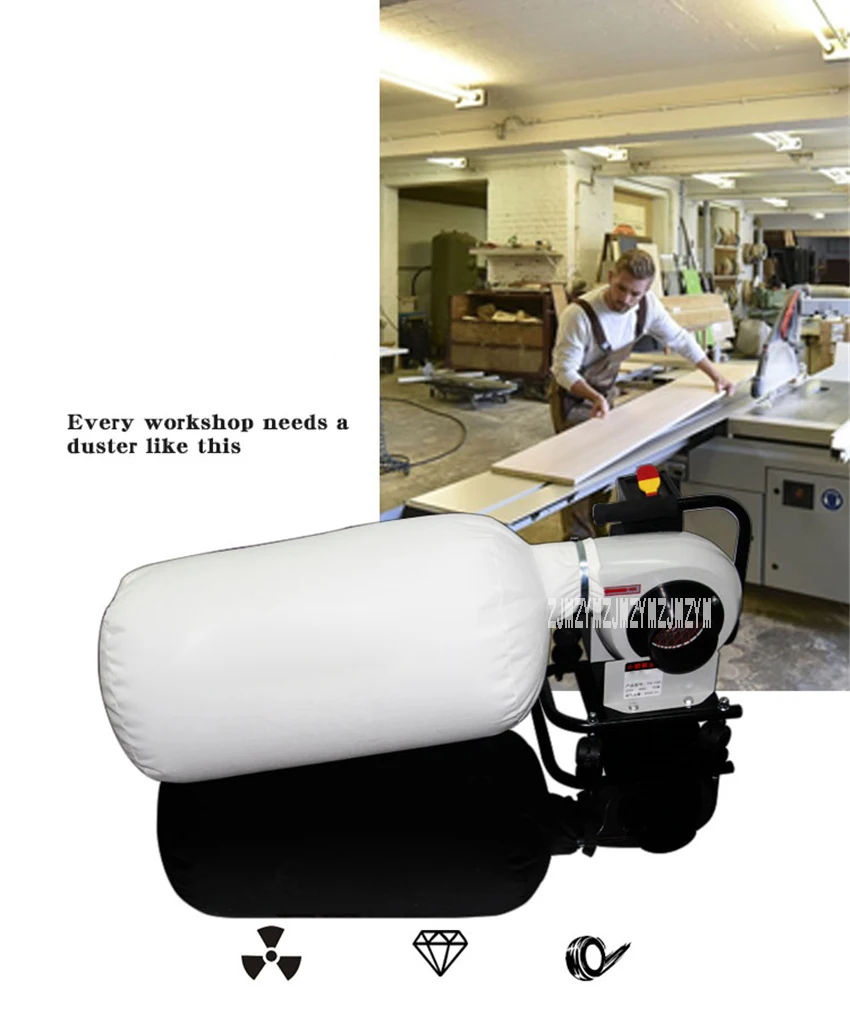 FS-150 Woodworking Vacuum Cleaner Mobile Type Dust Collector Household Industry Vacuum Dust Separator Bag Dust Removal Equipment