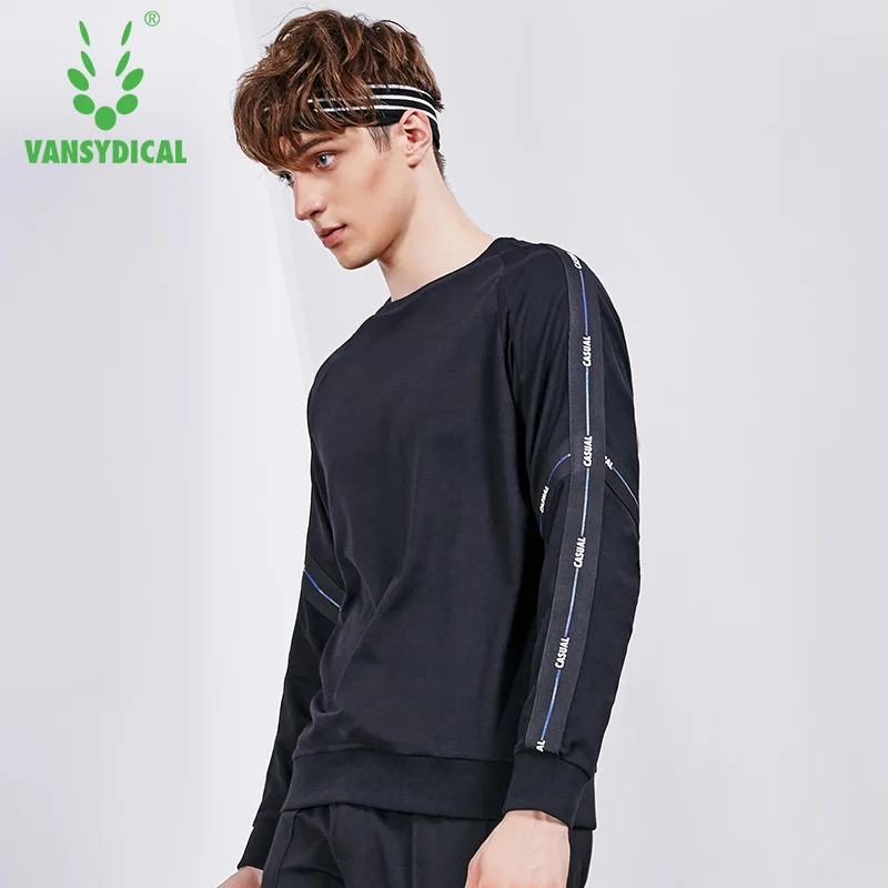 Vansydical Autumn Winter Fitness Running Sports Tops Men's Long Sleeve O-Neck Pullovers Sportswear Exercise Training Sweater | Спорт и