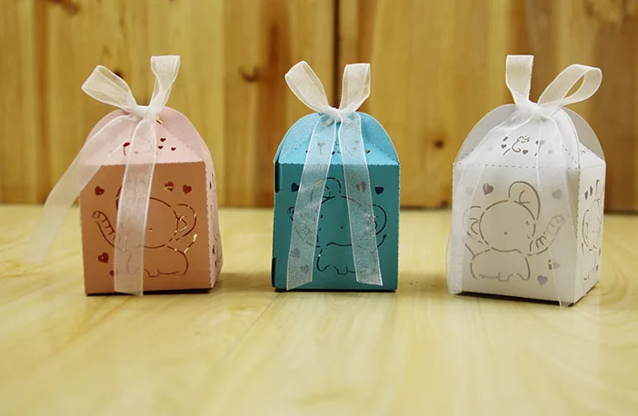 100 X горячая распродажа лазерная вырезанная белая/Розовая слон свадебные