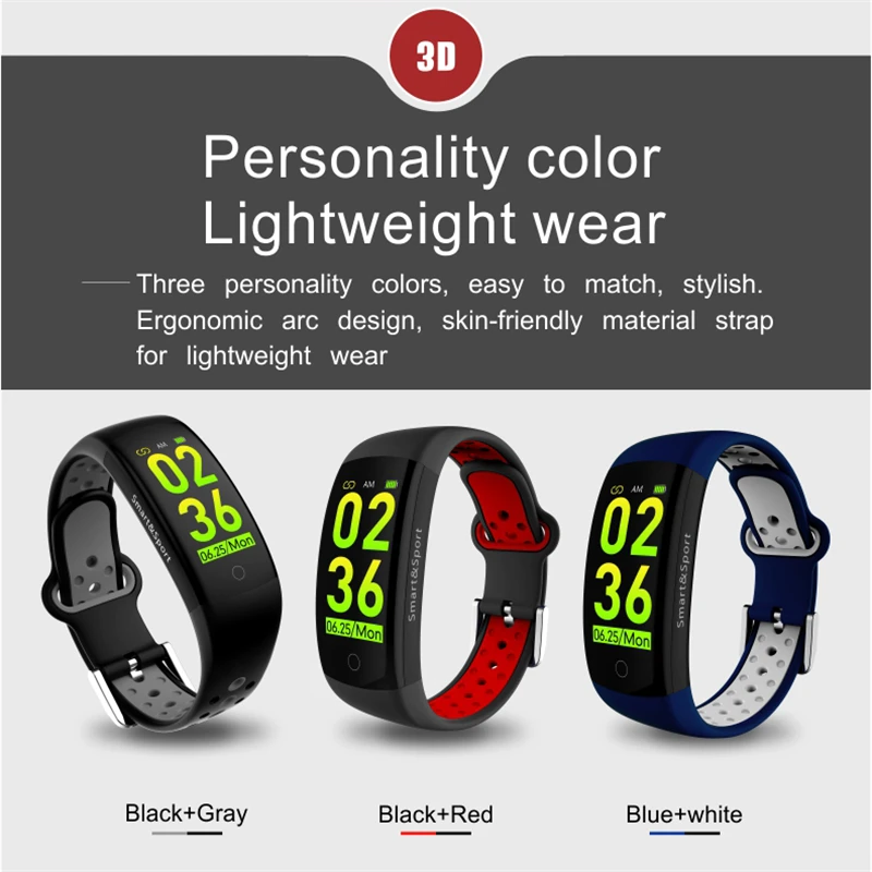 Smart Watch Q6S Bluetooth sleep heart rate monitoring clock IP68 waterproof Fitness Tracker smart Bracelet for Android IOS phone | Наручные