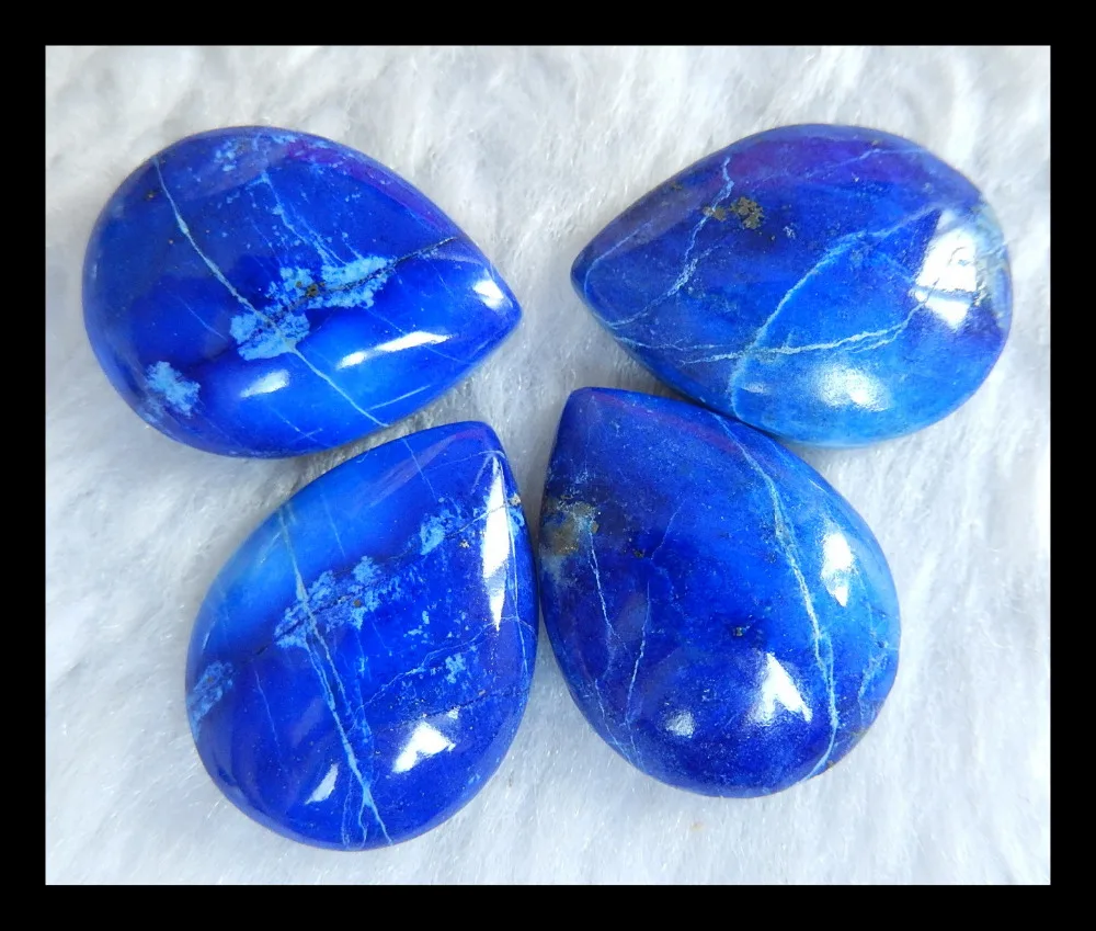 Натуральный камень 4 шт. модные ювелирные изделия в форме груши Lapis Lazuli Кабошоны