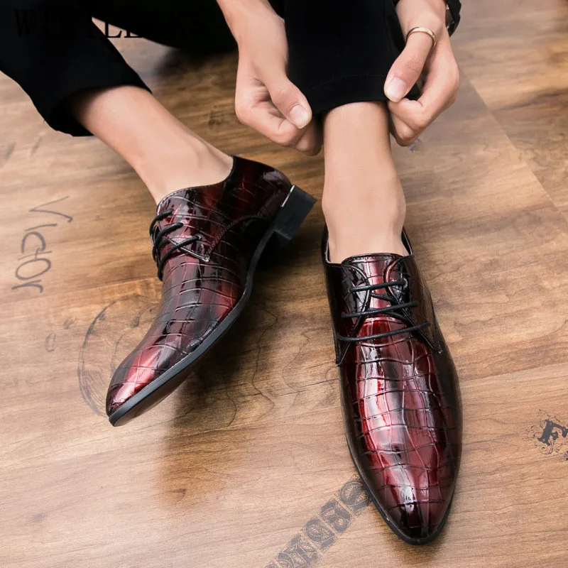 Мужская модельная обувь Элитный бренд элегантный классические туфли оксфорды