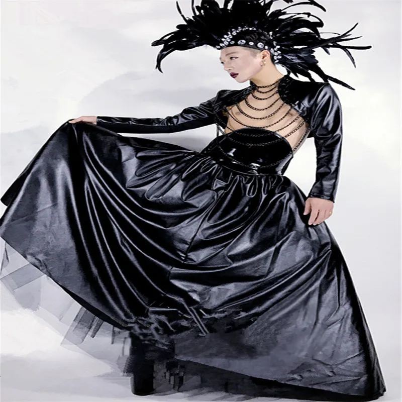 

CC45 Ballroom dance sexy costumes led supply singer dj disco stage show clothes hat bar catwalk performance club wears dresses