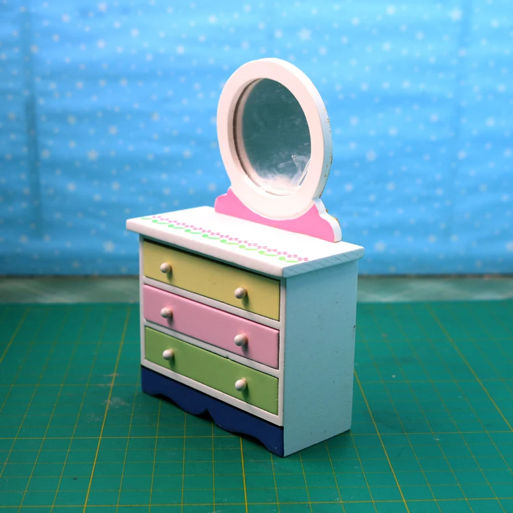 G07-X021 children baby gift Toy 1:12 Dollhouse mini Furniture Miniature rement Doll accessories Dressing table with mirror 1pcs | Игрушки и