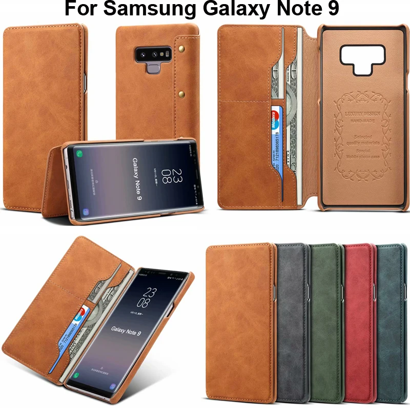 Винтажный чехол бумажник для Samsung Galaxy Note 9 с карманом денег и слотами карт