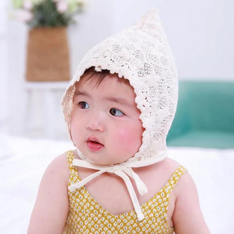 New Lace Summer Baby Hat for Girls Lace-Up Steeple Bonnet Enfant Princess Cap | Детская одежда и обувь