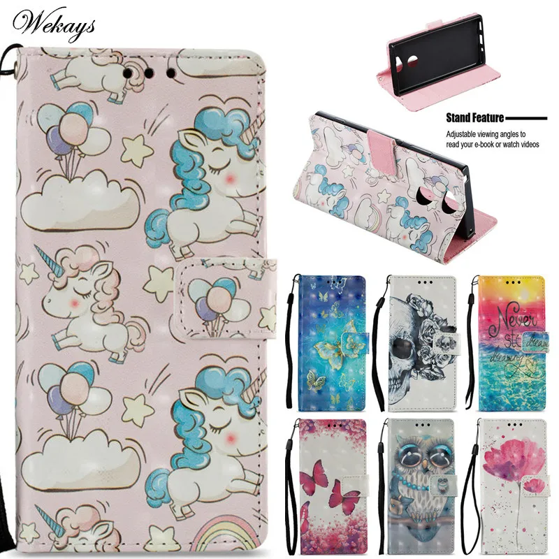 

Wekays Cover For Sony XA2 Cute Cartoon Unicorn Leather Fundas Case For Coque Sony Xperia XA2 H3113 H3123 H3133 H4113 Cover Cases
