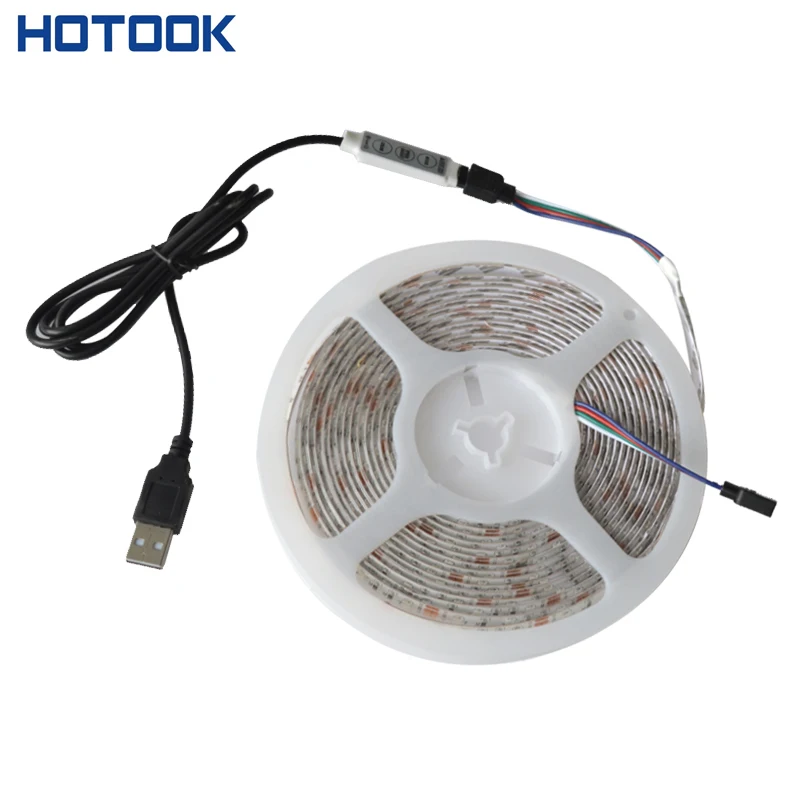 USB Светодиодная лента DC 5V Водонепроницаемая RGB 50 см 1 м 2 5 2835 60 светодиодов/м гибкая