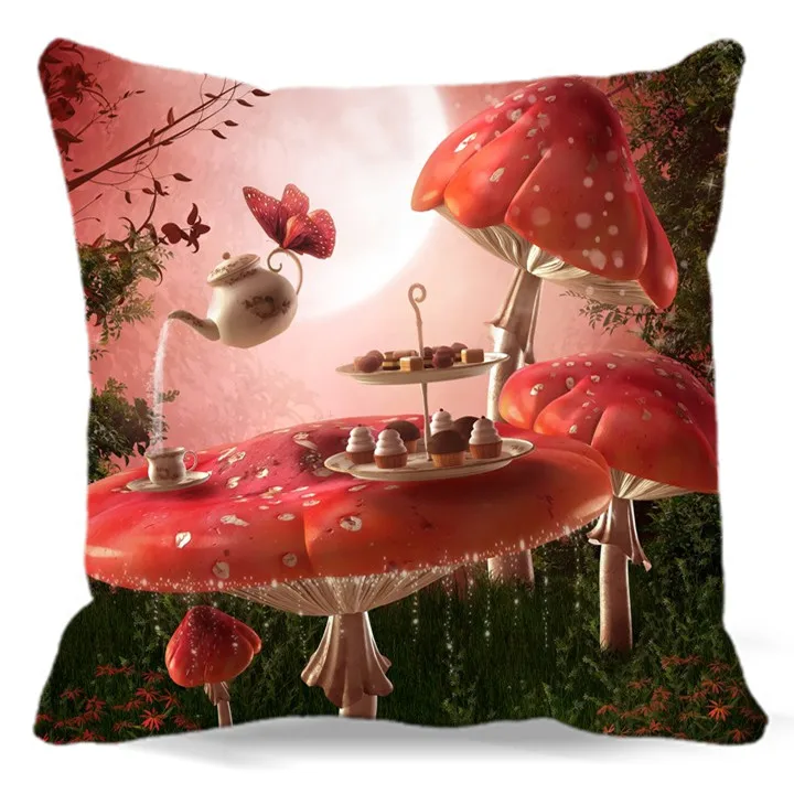 

Square Cotton Polyester Mushroom furniture of soft Cushion Cover Pillow Cover For Sofa Bed car home Decorative