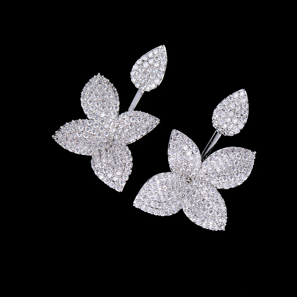 Женские серьги с фианитом SISCATHY роскошные геометрические цветком в виде листика