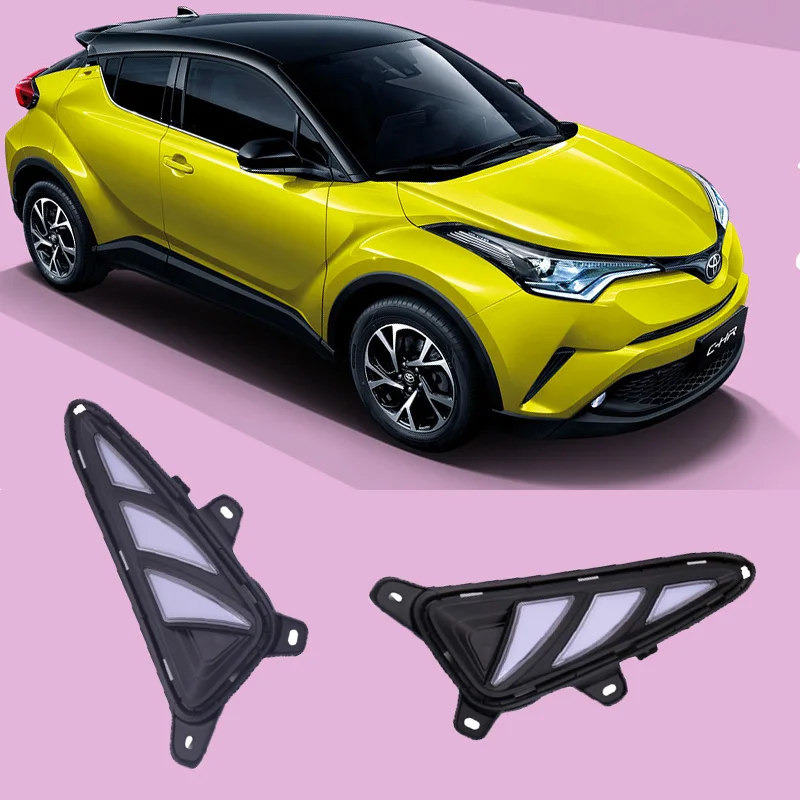 

Для Toyota C-HR CHR 2016 2017, желтый сигнал поворота и затемнения, стильные реле, Автомобильные дневные ходовые огни, противотуманные фары