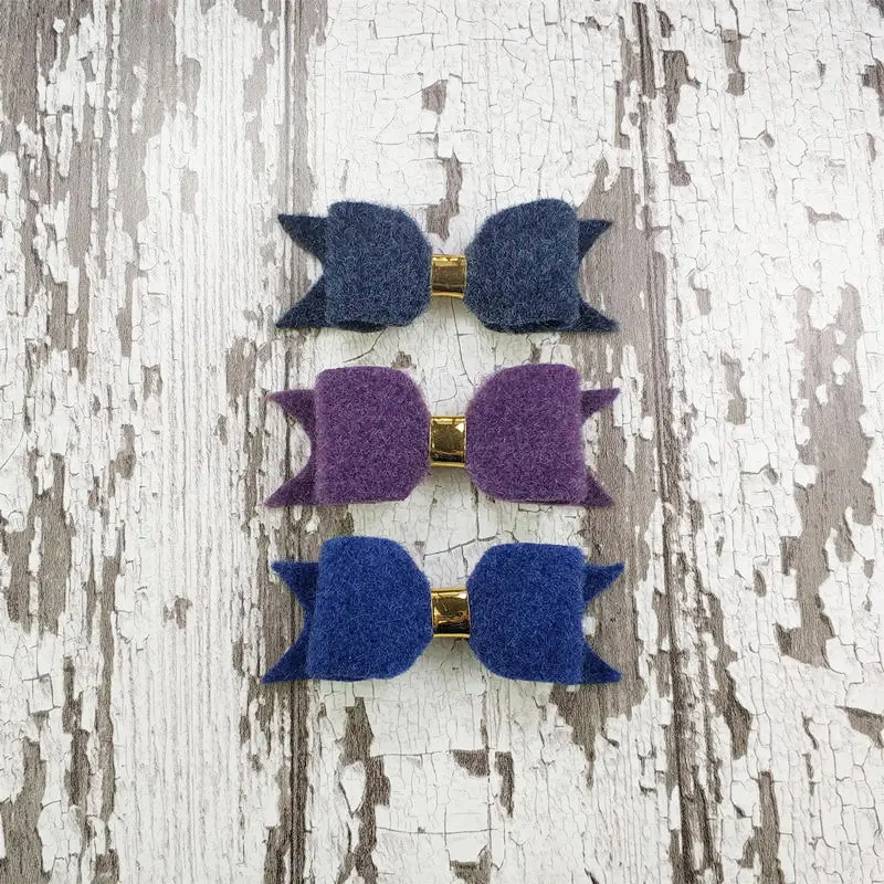 Шерстяная заколки для волос из фетра темно-фиолетового Королевского синего