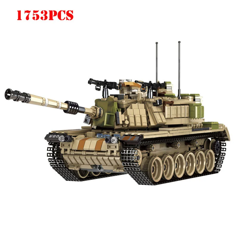 1753 + шт военный большой Танк Panzer M60 строительные блоки трансформеры игрушки
