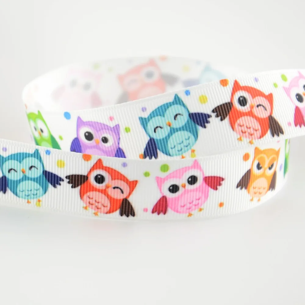 

Ленты grosgrain 7/8 ", Ширина 22 мм для подарка, украшения одежды из полиэстера, милый цветной дизайн совы, 2019