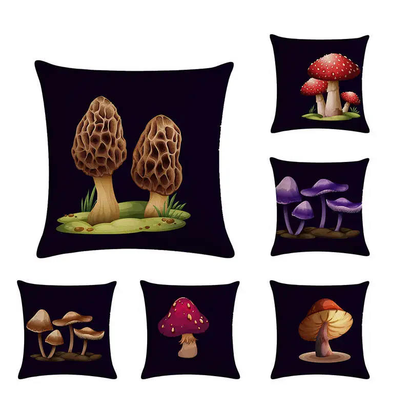 

Mushroom pattern by pillowcase, decorative pillow cover, sofa chair cover, pillowcase 45*45cm, home decoration