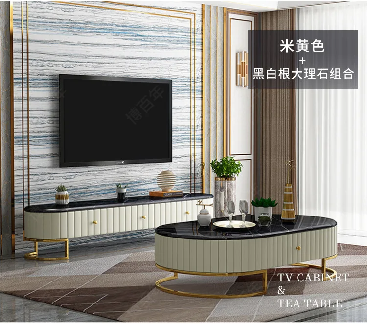 Чайный столик bluek/white гостиная ТВ монитор Мраморная кожа овальный край шкафа